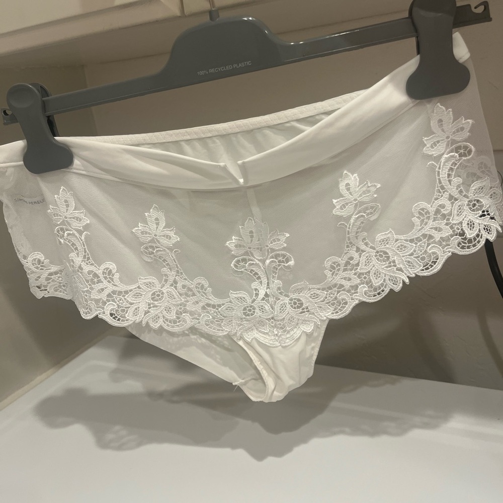 Simone Perele White Lace bra and Matching Brief bra 36 C panties L - Picture 6 of 14